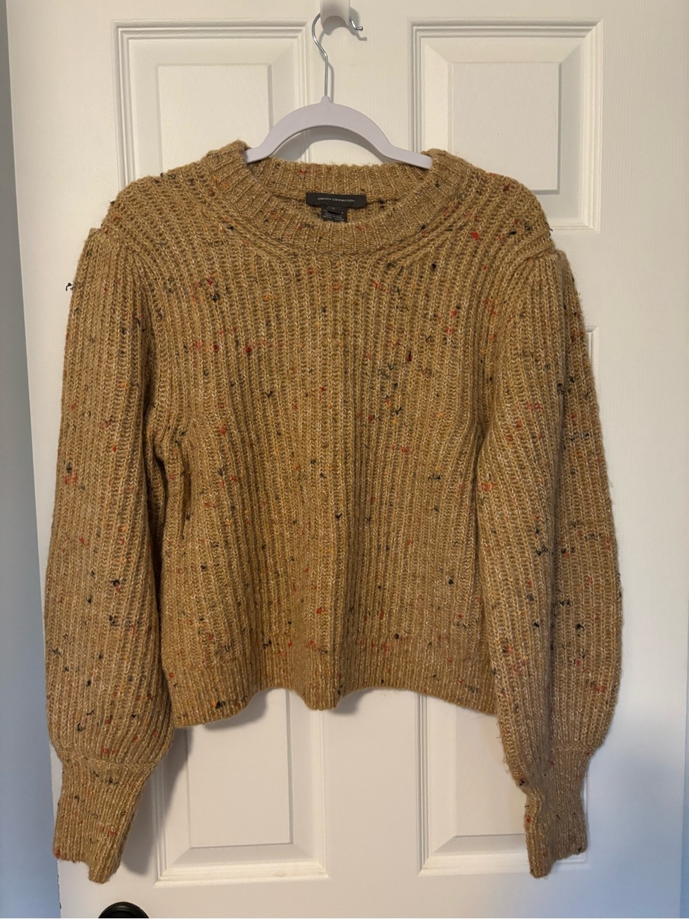 French Connection Tan Speckled Crewneck Sweater